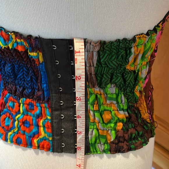 Vintage Vibe Boho Retro Beaded Bold Pattern Sebatu Hand- Print Halter Top Size M - Picture 10 of 11